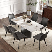 63 'Modern Artificial Stone White Pandora Panel Black Iron Metal Legs-Can Accommodate 6-8 People