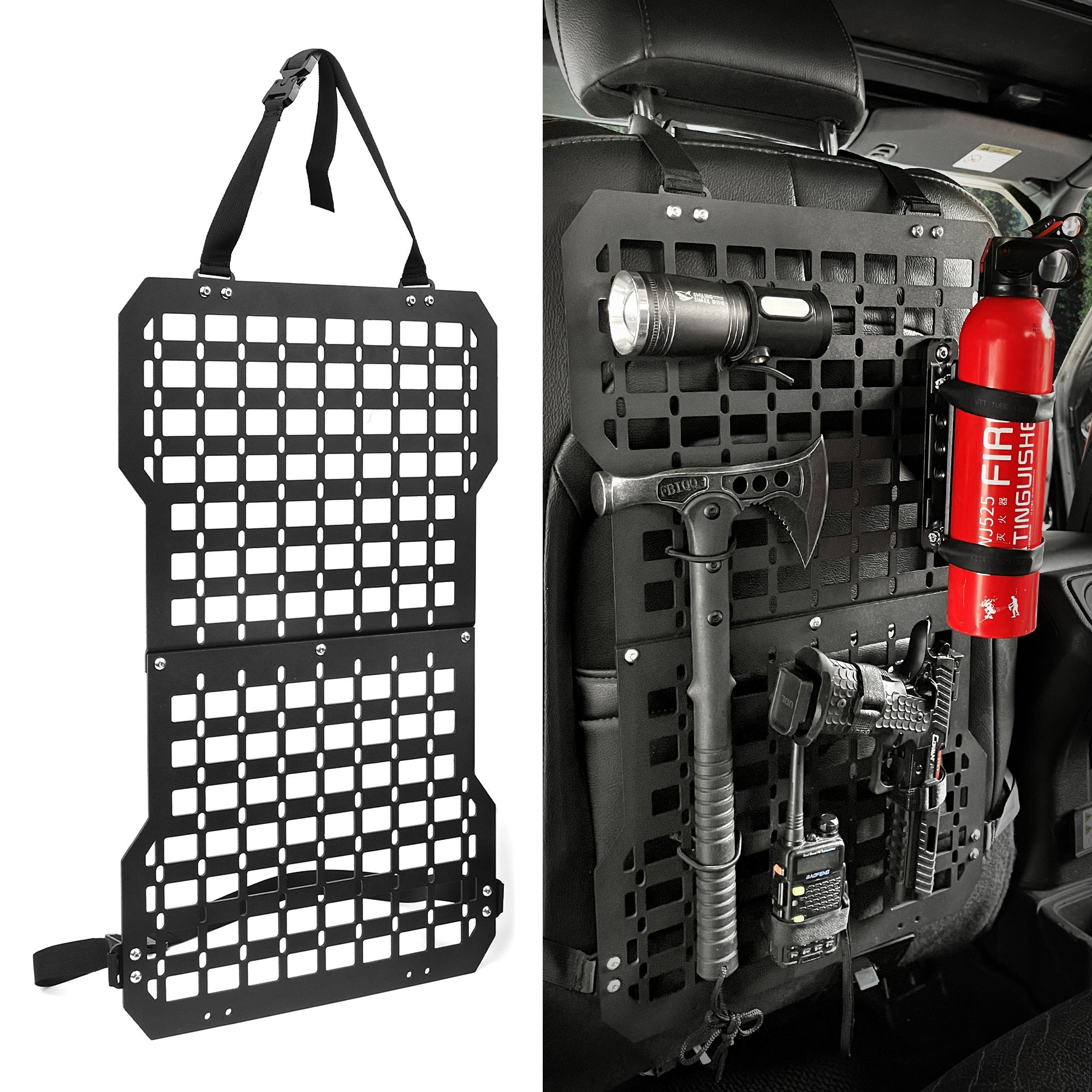 Universal Seat Back Molle Panel Organizer With Gun Holder