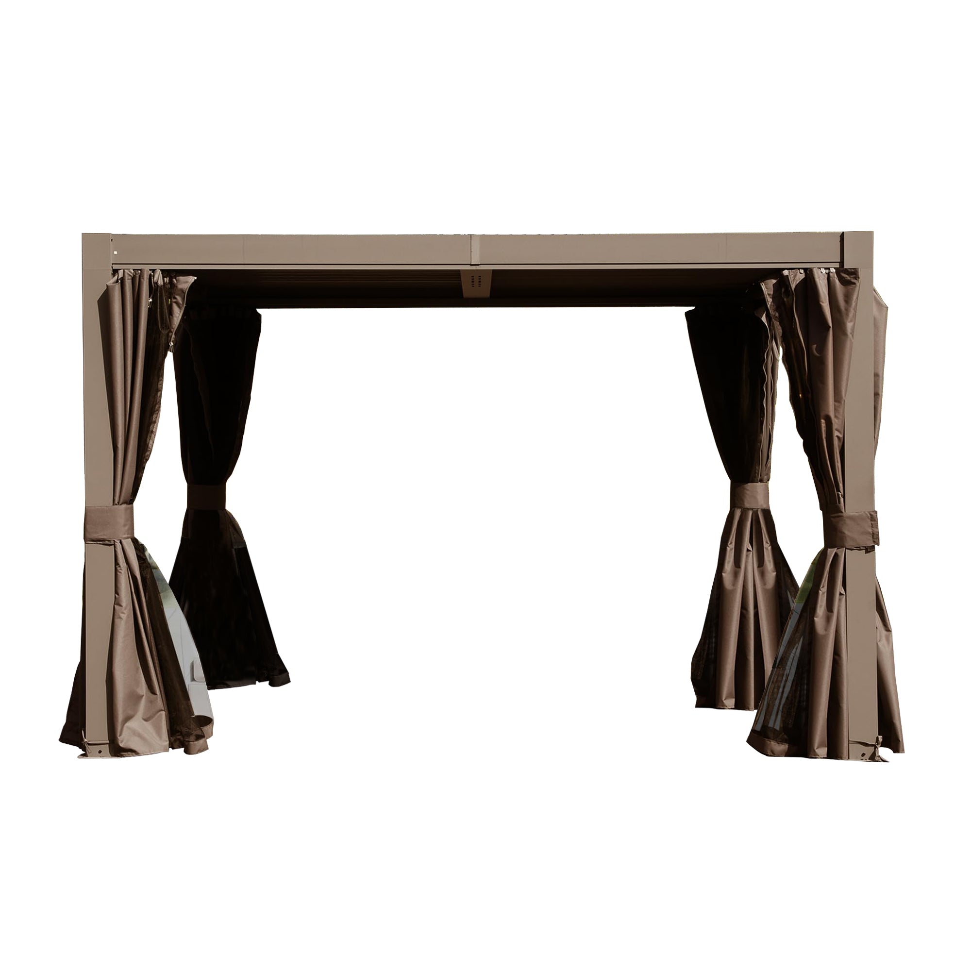 10x10 FT Outdoor Louvered Pergola with Adjustable Louvers-Brown