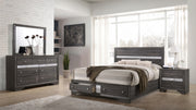 Traditional Style King 4 Piece Storage Bedroom set made with Wood in Gray