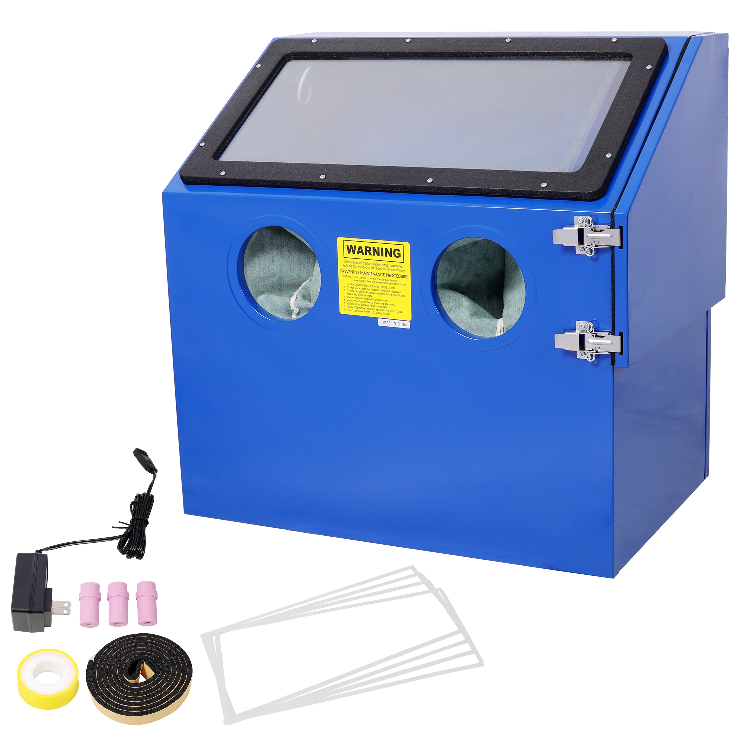 110L Bench Top Sandblast Cabinet,Ergonomic and Compact Design for Precise Sandblasting, with Heavy Steel Construction and Built-in Blast Gloves for No Sand Leakage, Bright LED Lighting System