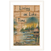 'Living On The Lake' by Mary June, Ready to Hang Framed Print, White Frame