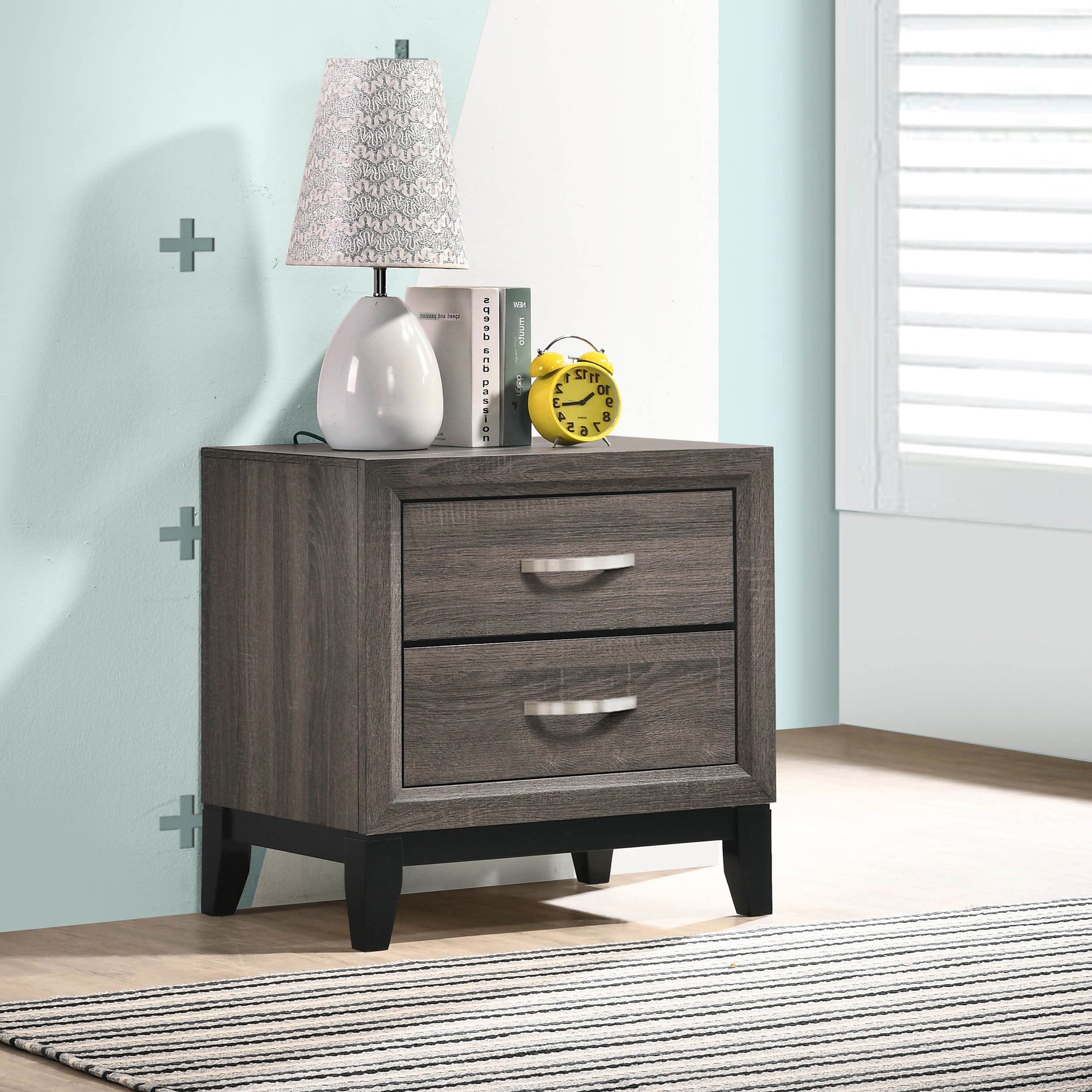 Stephan Grey Oak 2-Drawer Nightstand