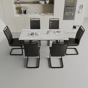 47'-63' expandable dining table set for 2-6 people, equipped with C-shaped tubular cushioned armless dining chair and an elegant and spacious dining table kitchen table and chair set, with metal legs