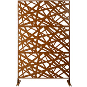 Outdoor & Indoor Privacy Screen Metal Privacy Screen 76' H×48' W, Freestanding Decorative Privacy Screen for Deck Balcony Patio, Privacy Fence Panels for Outside Lawn Garden PS117 BROWN