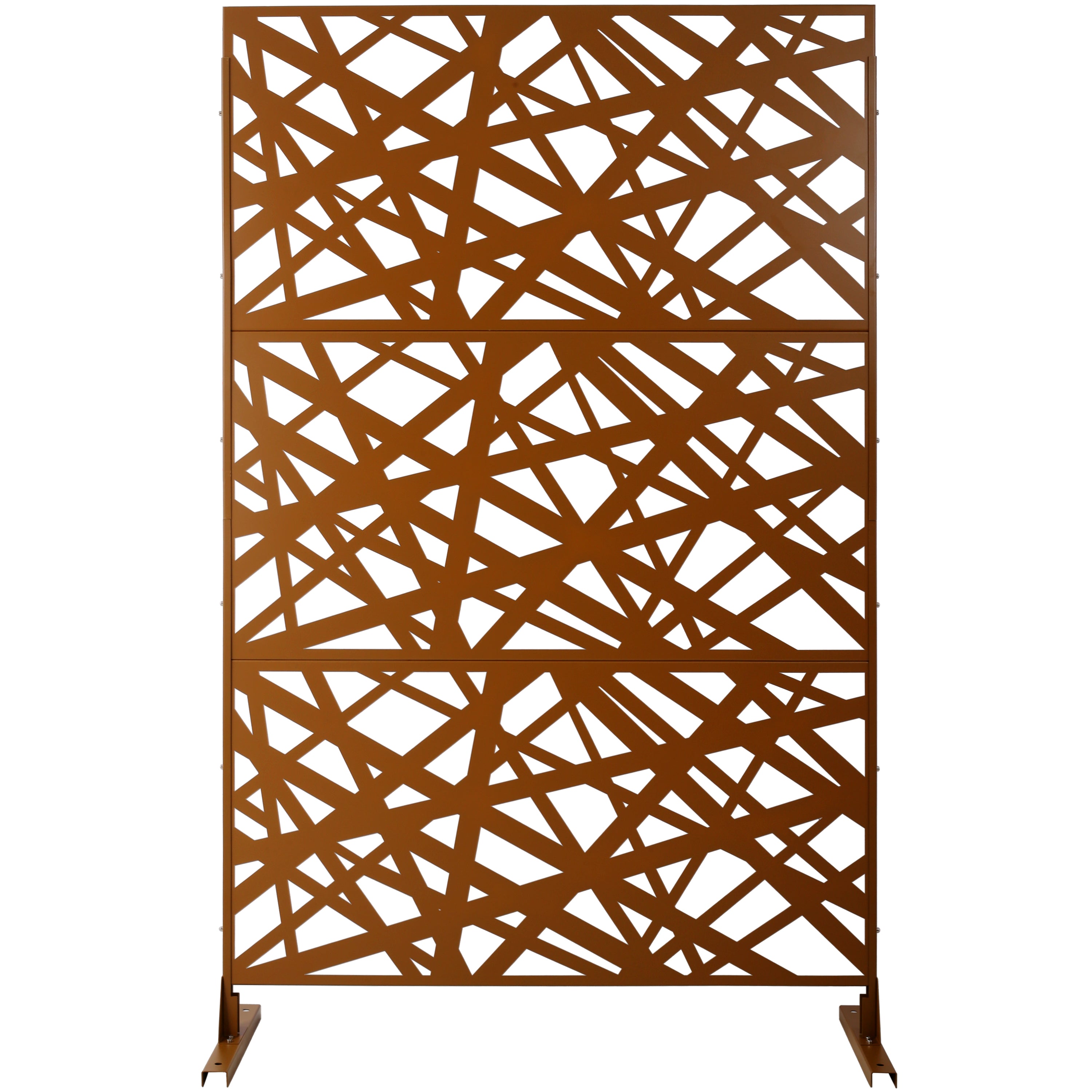 Outdoor & Indoor Privacy Screen Metal Privacy Screen 76' H×48' W, Freestanding Decorative Privacy Screen for Deck Balcony Patio, Privacy Fence Panels for Outside Lawn Garden PS117 BROWN
