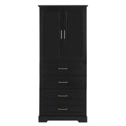 Modern Elegant Freestanding Bathroom Cabinet with 3 Drawers, Adjustable Shelf, Soft-Close Doors, MDF Panels, Steel Handles, 72.2'' Tall, Black