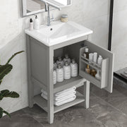 20' Bathroom Vanity with Sink, Bathroom Cabinet with Soft Closing Door, Storage Rack and Open Shelf, Grey(Old SKU:WF308492AAE)