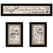 'Kitchen-Come In Vignette' 3-Piece By TrendyDecor4U, Black Frame
