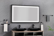 84 x 48 Inch LED Bathroom Mirror with Aluminum Frame, Wall Mounted Vanity Mirror, Anti-Fog, Memory, 3 Colors, Stepless Dimmable