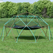 13ft Geometric Dome Climber Play Center, Kids Climbing Dome Tower with Hammock, Rust & UV Resistant Steel Supporting 1000 LBS