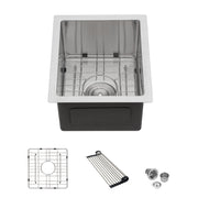 Brushed Nickel 13 Inch Undermount Stainless Steel Kitchen Sink 16 Gauge Single Bowl