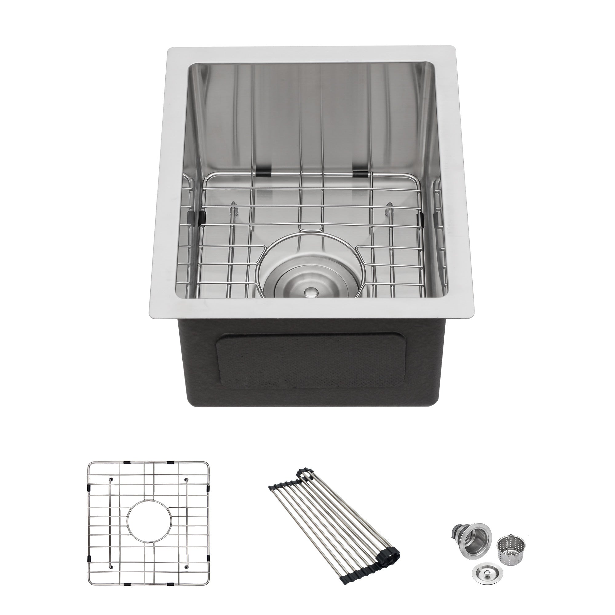 Brushed Nickel 13 Inch Undermount Stainless Steel Kitchen Sink 16 Gauge Single Bowl
