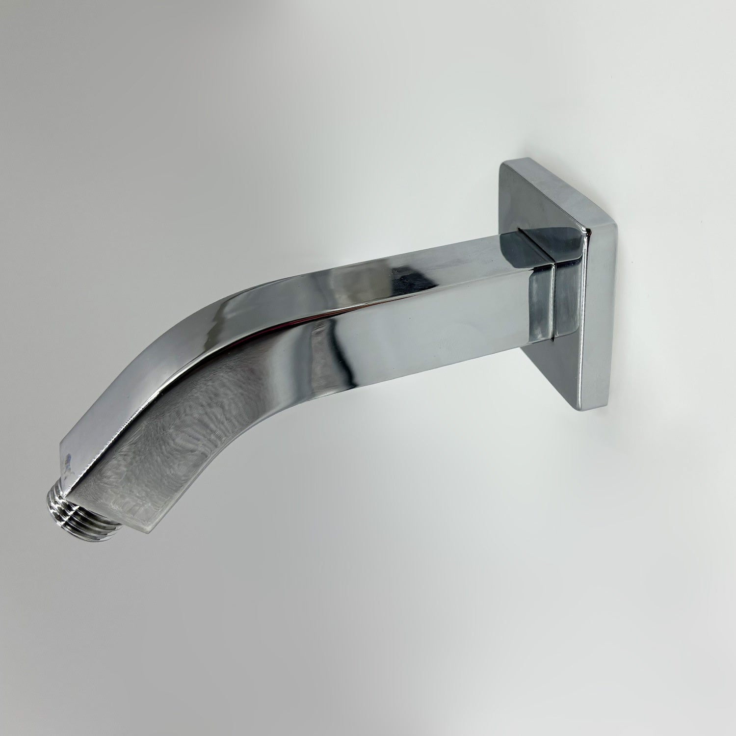 Square Shower Arm with Flange, 1/2 NPT Tapered Threads, Rain Shower Head Arm, Wall Mount Shower Extension Arm