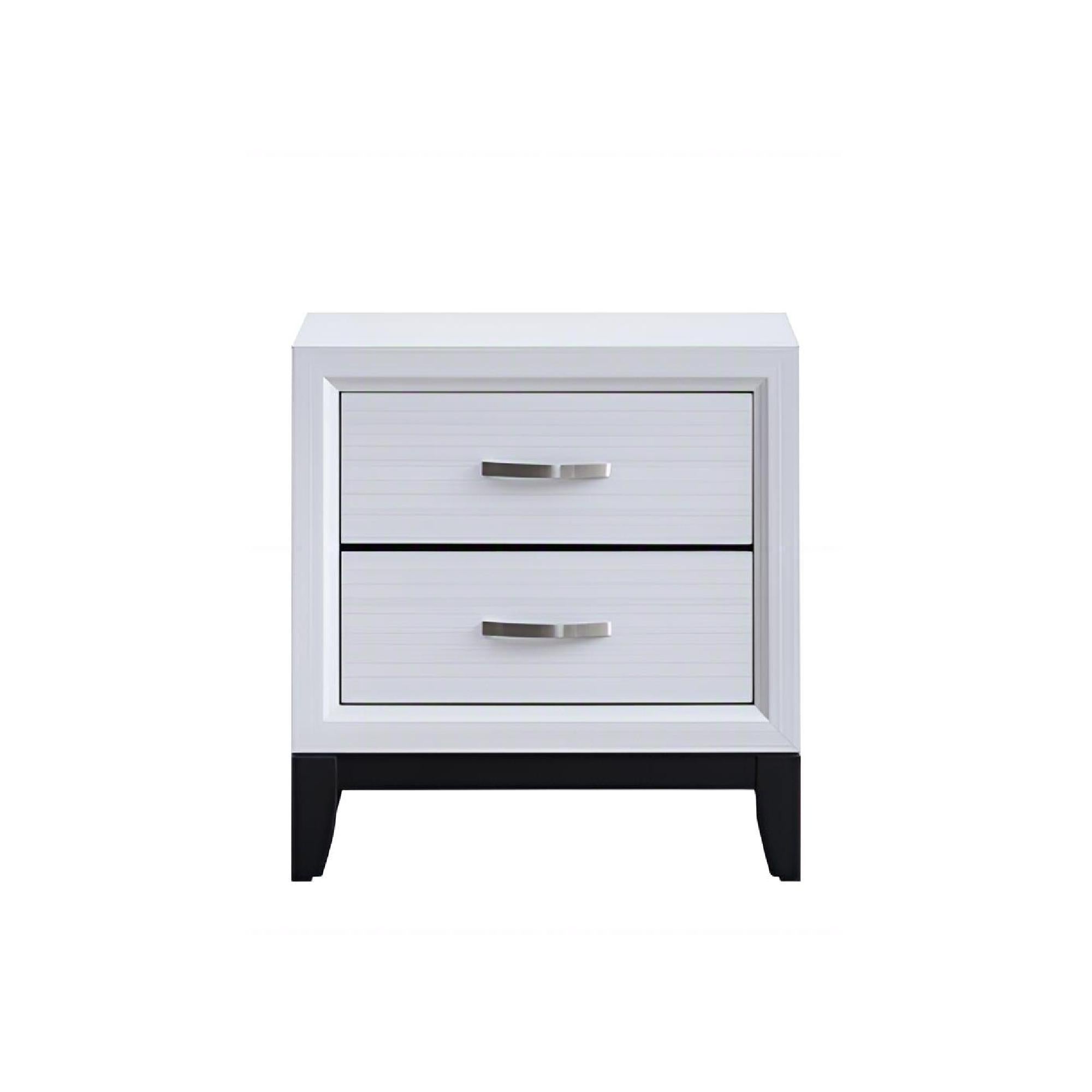 Glasgow G04390-N Nightstand White Wood Grain Detailing 24-Inch