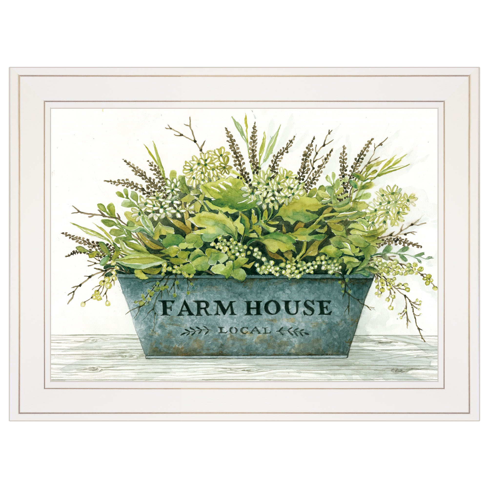'Farmhouse' by Cindy Jacobs, Ready to Hang Framed Print, White Frame