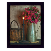 'Basket and Blossoms' By Susan Boyer, Printed Wall Art, Ready To Hang Framed Poster, Black Frame