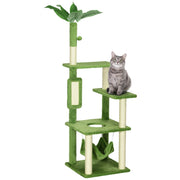 PawHut 56' Cat Tree for Indoor Cats with Hammock, Cat Tower with Scratching Post, Platforms, Play Ball and Anti-tipping Device, for Indoor Cats, Green
