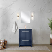 Navy Blue Bath Vanity 24 in. W x 20 in. D, Cultured Marble Top and Rose Gold Faucet Set