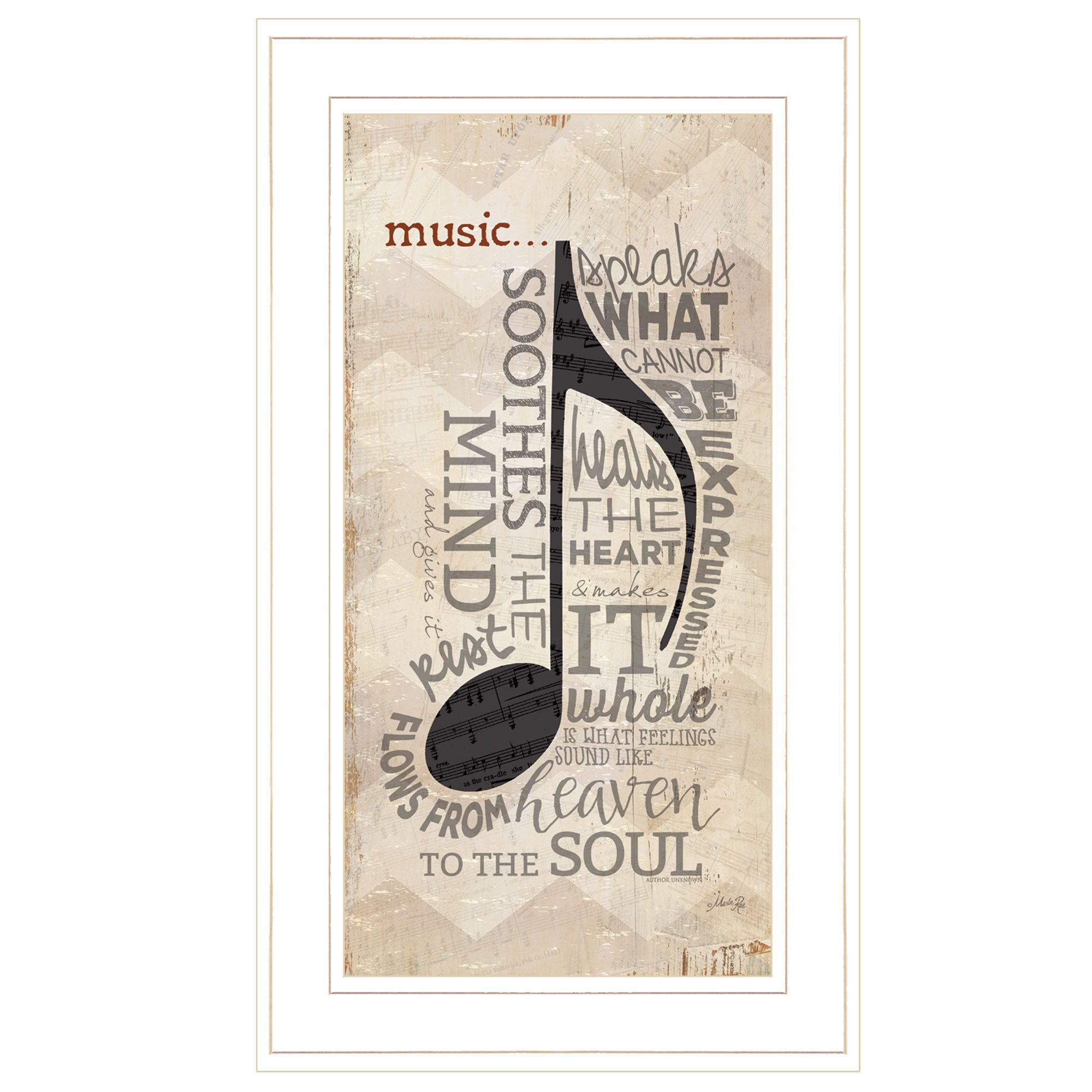 'Music' by Marla Rae, Ready to Hang Framed Print, White Frame