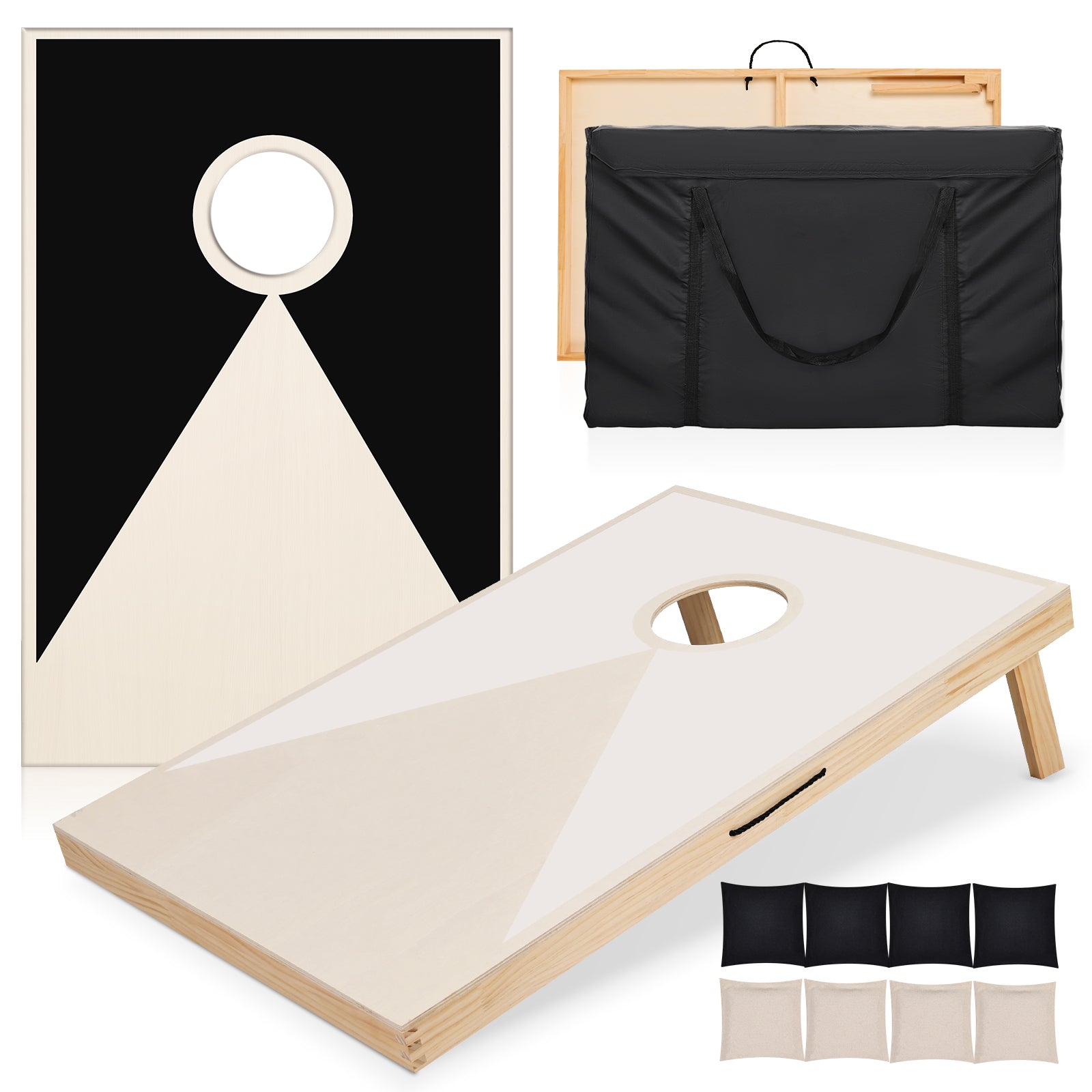 Solid Wood Premium Cornhole Set -  3 Feet x 2 Feet Game Boards, Includes Set of 8 Corn Hole Toss Bags