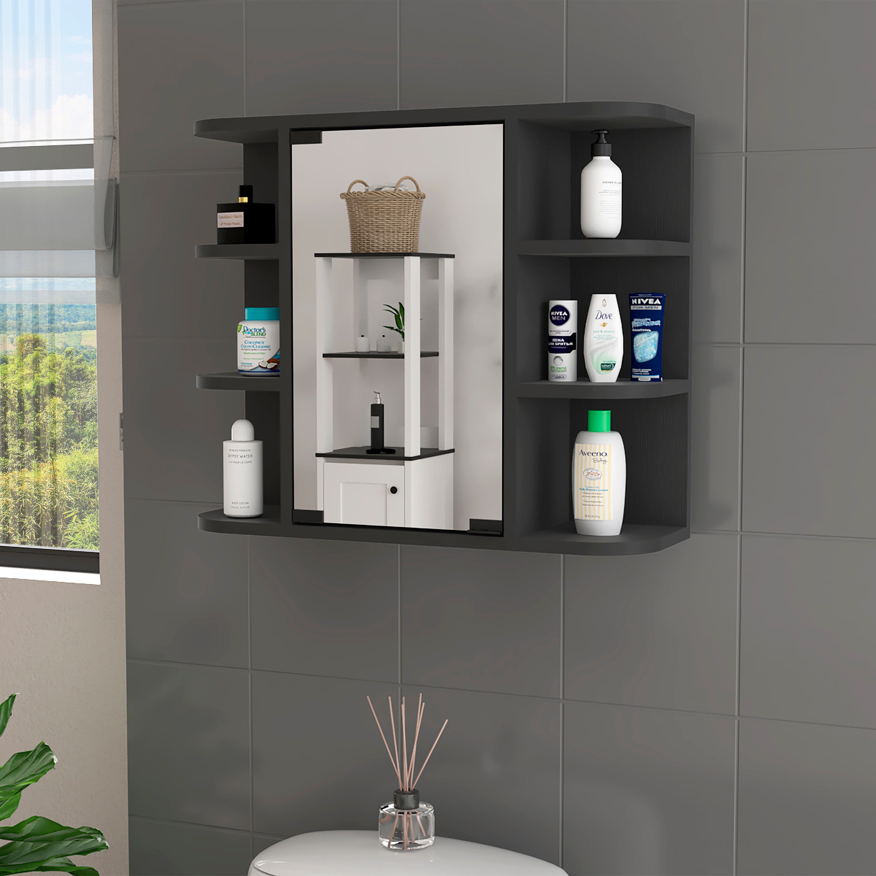Roseburg 6-Shelf Medicine Cabinet with Mirorr Wenge