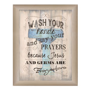 'Wash your Hands' By Debbie DeWitt, Printed Wall Art, Ready To Hang Framed Poster, Beige Frame