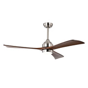 52' Ceiling Fan with Lights Remote Control,Quiet DC Motor 3 Wood Blade Ceiling Fans 6 Speed Levels,Reversible Ceiling Fan, for Patio Living Room, Bedroom, Office,Indoor.(Stain nickel + Walnut )