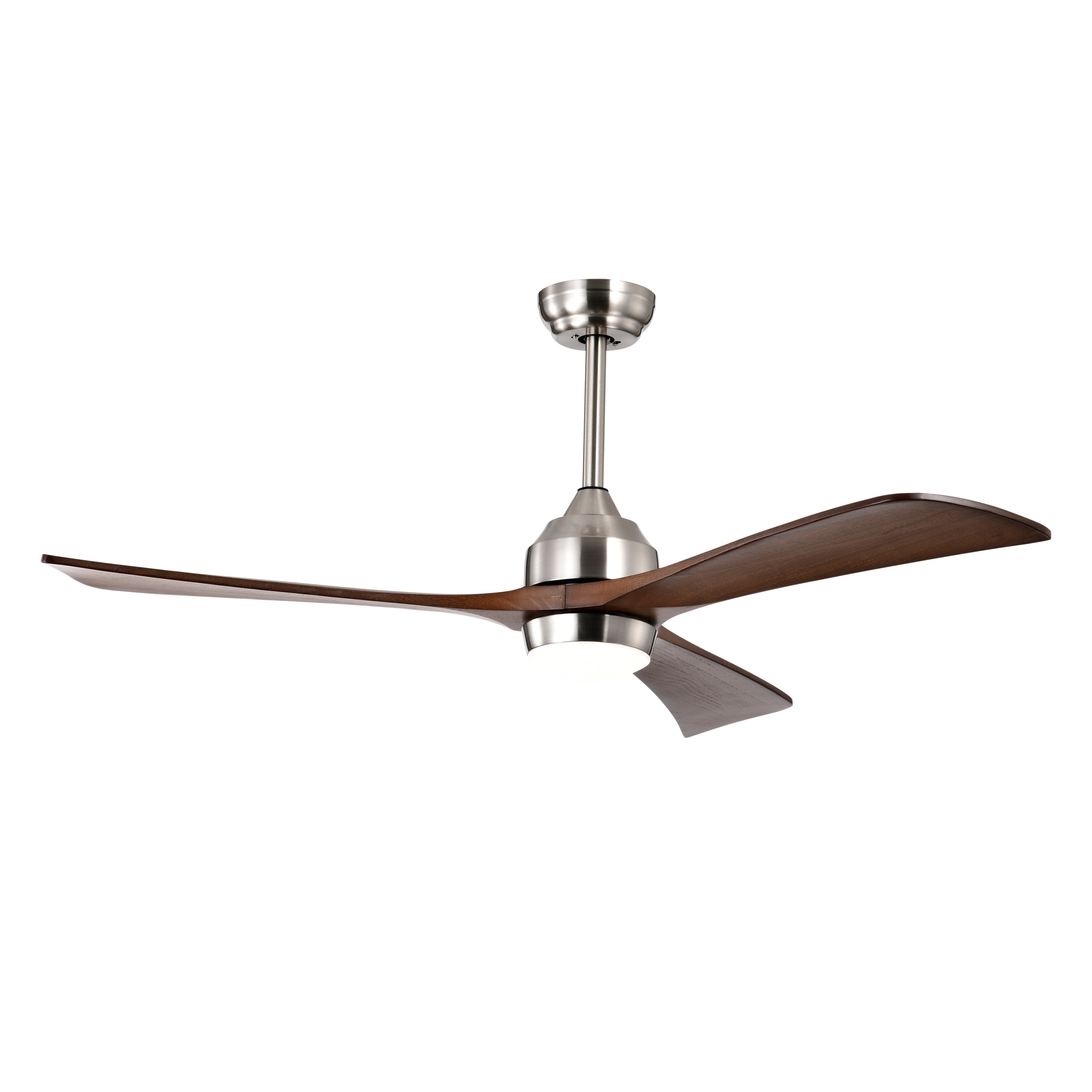 52' Ceiling Fan with Lights Remote Control,Quiet DC Motor 3 Wood Blade Ceiling Fans 6 Speed Levels,Reversible Ceiling Fan, for Patio Living Room, Bedroom, Office,Indoor.(Stain nickel + Walnut )