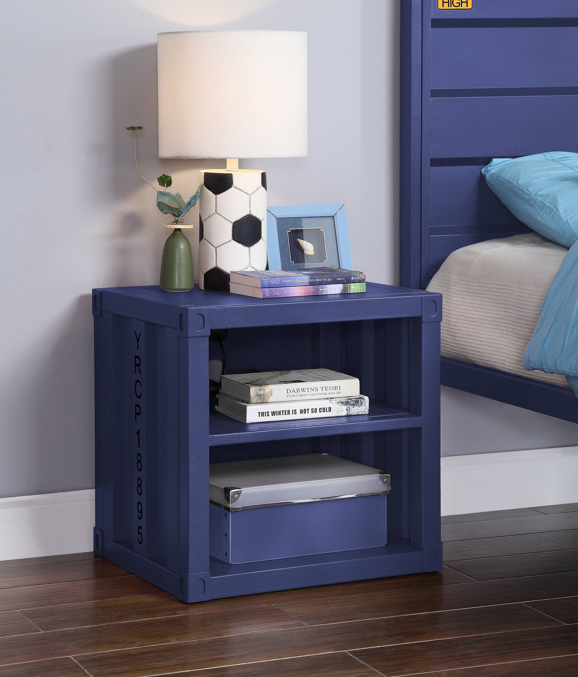 Cargo Blue Finish Nightstand W/USB