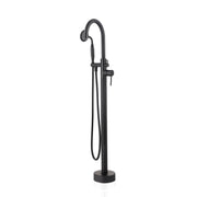 Freestanding Tub Filler Bathtub Faucet Matte Black with Hand Held Shower Floor-Mount