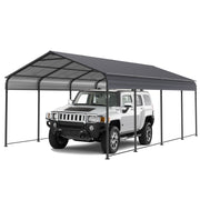 Metal Carport 12x20 ft Heavy Duty with Galvanized Steel Roof, Metal Garage Canopy with Galvanized Steel Roof & Frame, Car Tent Outdoor Storage Shed for Car, Boats and Truck - Gray