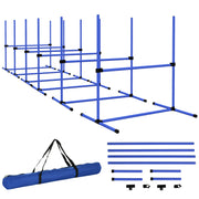 PawHut 6 Piece Dog Agility Training Equipment for Dog Agility Course with Adjustable Height Jump Bars, Included Carry Bag, & Displacing Top Bar, Blue