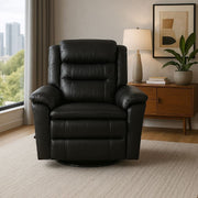 Man Wah Madrid Leather Swivel Recliner, Granite