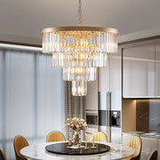 24' Contemporary Crystal Modern Chandeliers Crystal Ceiling Chandelier 4 Tier Golden Chandelier Lighting for Dining Room Living Room Bedroom (Bulbs Not Included)