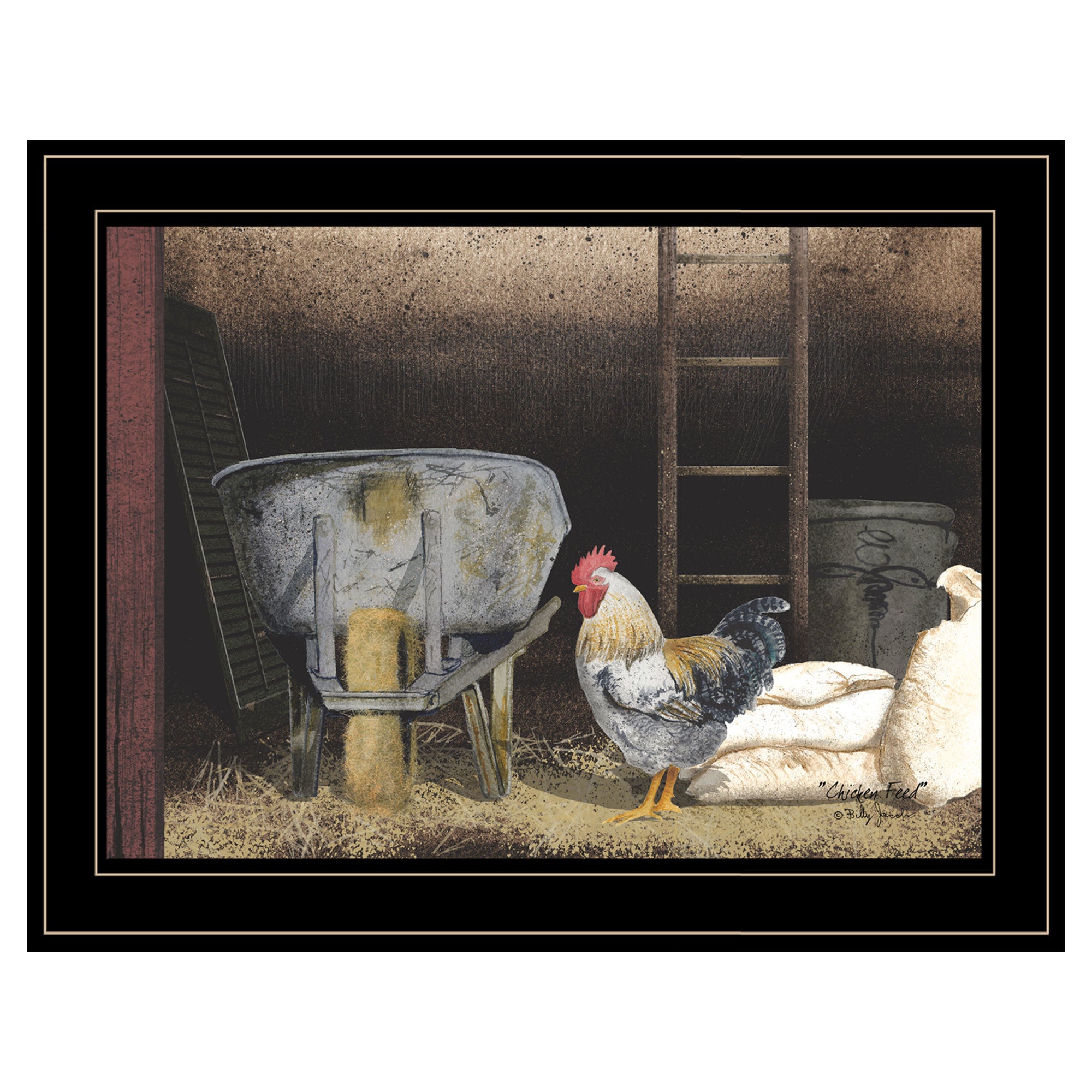 'Chicken Feed' by Billy Jacobs, Ready to Hang Framed Print, Black Frame